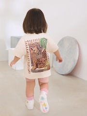Ecru Leopard Short Sleeve T-Shirt and Cycle Shorts Set (3mths-7yrs) - Image 1 of 9