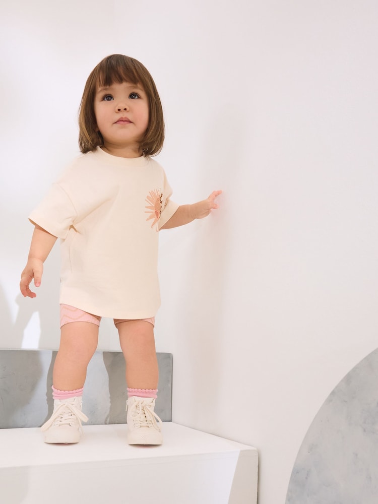Ecru Leopard Short Sleeve T-Shirt and Cycle Shorts Set (3mths-7yrs) - Image 2 of 9