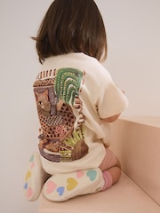 Ecru Leopard Short Sleeve T-Shirt and Cycle Shorts Set (3mths-7yrs) - Image 3 of 9