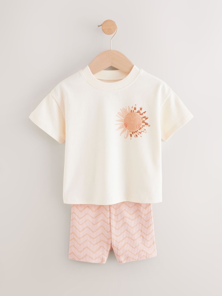 Ecru Leopard Short Sleeve T-Shirt and Cycle Shorts Set (3mths-7yrs) - Image 5 of 9