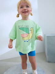 Green Bird Short Sleeve T-Shirt and Cycle Shorts Set (3mths-7yrs) - Image 1 of 9