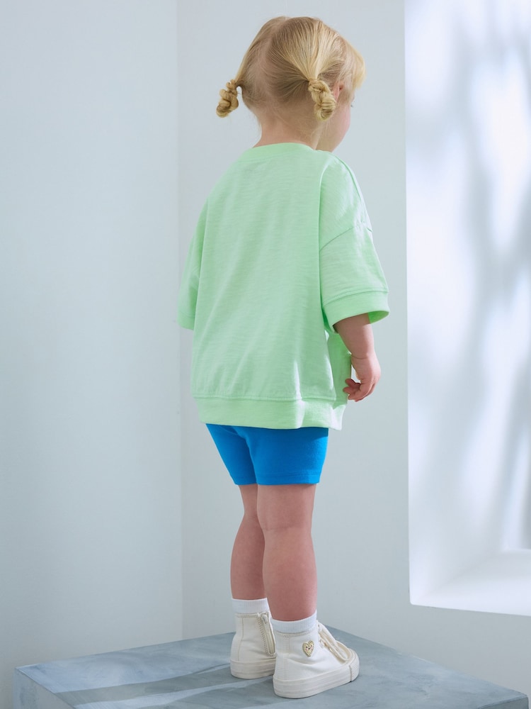 Green Bird Short Sleeve T-Shirt and Cycle Shorts Set (3mths-7yrs) - Image 2 of 9
