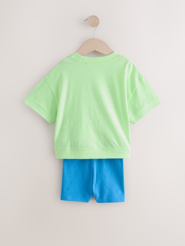 Green Bird Short Sleeve T-Shirt and Cycle Shorts Set (3mths-7yrs) - Image 7 of 9