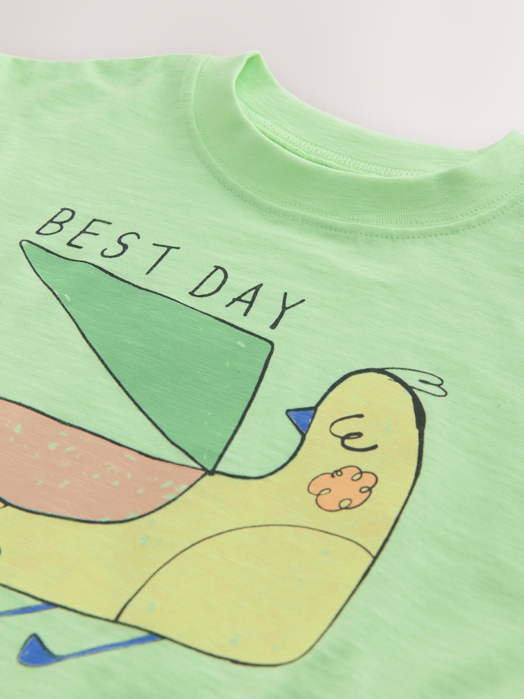 Green Bird Short Sleeve T-Shirt and Cycle Shorts Set (3mths-7yrs) - Image 8 of 9