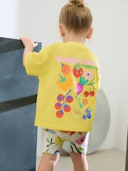 Yellow Padded Fruit Characters Short Sleeve T-Shirt and Cycle Shorts Set (3mths-7yrs) - Image 1 of 11