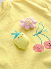 Yellow Padded Fruit Characters Short Sleeve T-Shirt and Cycle Shorts Set (3mths-7yrs) - Image 10 of 11