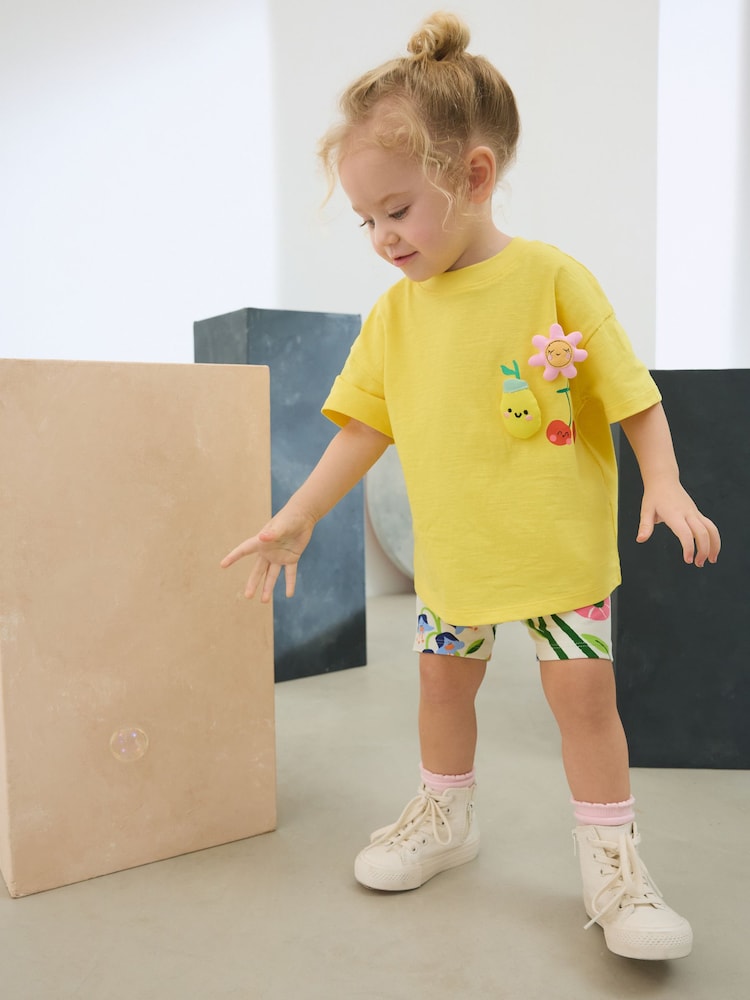 Yellow Padded Fruit Characters Short Sleeve T-Shirt and Cycle Shorts Set (3mths-7yrs) - Image 2 of 11