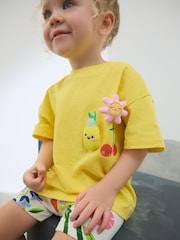 Yellow Padded Fruit Characters Short Sleeve T-Shirt and Cycle Shorts Set (3mths-7yrs) - Image 4 of 11