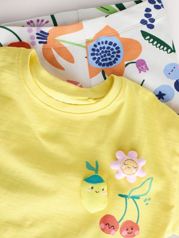 Yellow Padded Fruit Characters Short Sleeve T-Shirt and Cycle Shorts Set (3mths-7yrs) - Image 8 of 11
