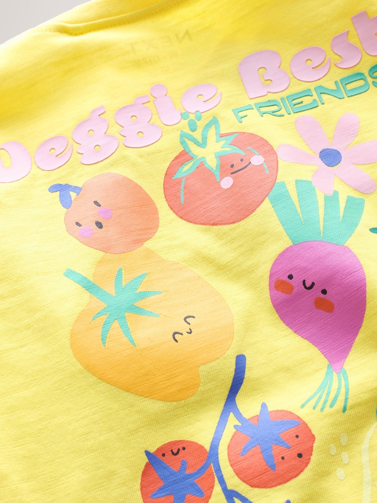 Yellow Padded Fruit Characters Short Sleeve T-Shirt and Cycle Shorts Set (3mths-7yrs) - Image 9 of 11
