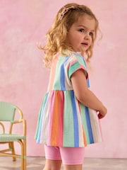 Rainbow Stripe Short Sleeve Peplum Top and Cycle Shorts Set (3mths-7yrs) - Image 2 of 7
