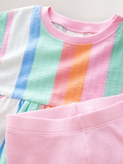 Rainbow Stripe Short Sleeve Peplum Top and Cycle Shorts Set (3mths-7yrs) - Image 7 of 7