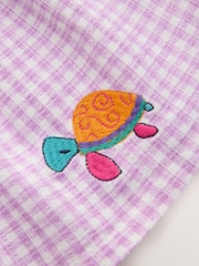 Lilac Gingham Holiday Embroidery Short Sleeve Peplum Top and Cycle Shorts Set (3mths-7yrs) - Image 10 of 12