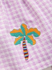 Lilac Gingham Holiday Embroidery Short Sleeve Peplum Top and Cycle Shorts Set (3mths-7yrs) - Image 11 of 12