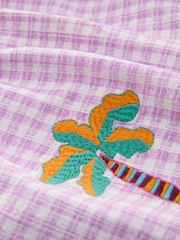 Lilac Gingham Holiday Embroidery Short Sleeve Peplum Top and Cycle Shorts Set (3mths-7yrs) - Image 12 of 12