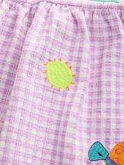 Lilac Gingham Holiday Embroidery Short Sleeve Peplum Top and Cycle Shorts Set (3mths-7yrs) - Image 9 of 12