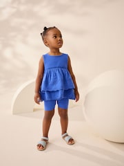 Blue Broderie Vest and Cycle Shorts Set (3mths-7yrs) - Image 2 of 8