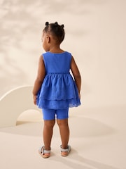 Blue Broderie Vest and Cycle Shorts Set (3mths-7yrs) - Image 3 of 8