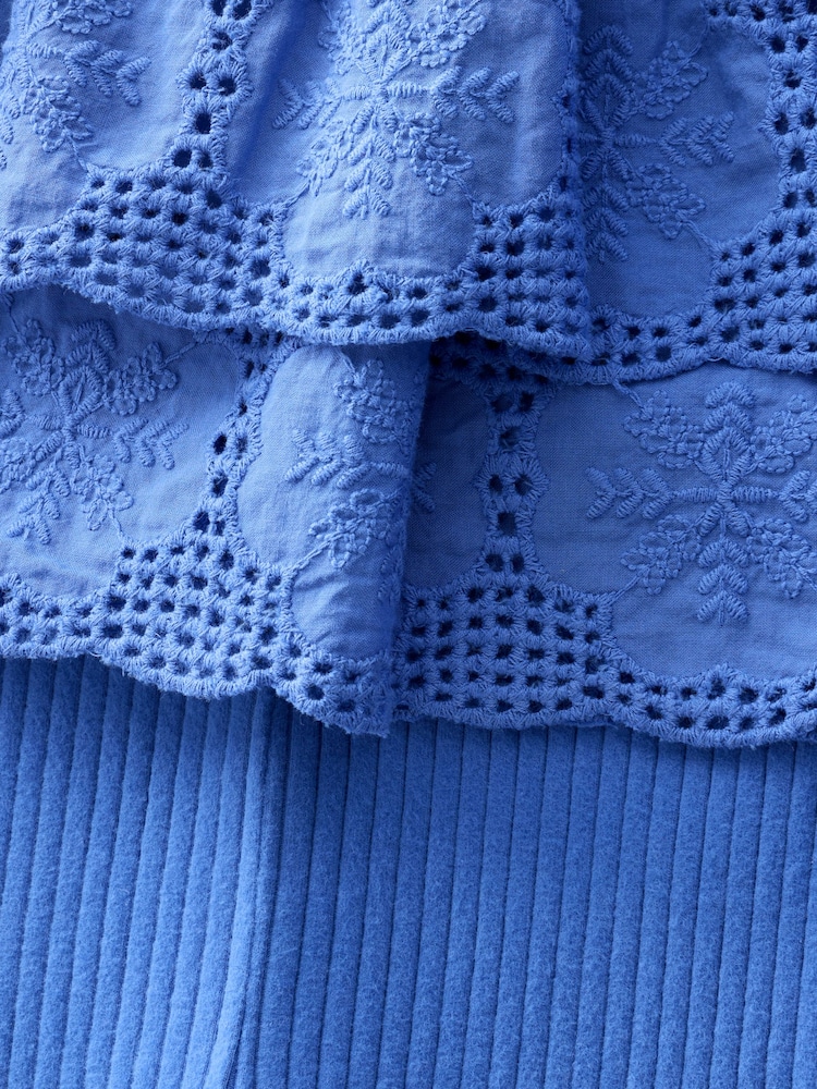 Blue Broderie Vest and Cycle Shorts Set (3mths-7yrs) - Image 8 of 8