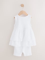 Cream Broderie Vest and Cycle Shorts Set (3mths-7yrs) - Image 6 of 8