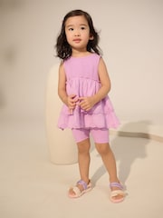 Lilac Purple Broderie Vest and Cycle Shorts Set (3mths-7yrs) - Image 2 of 8