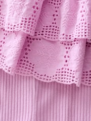 Lilac Purple Broderie Vest and Cycle Shorts Set (3mths-7yrs) - Image 7 of 8