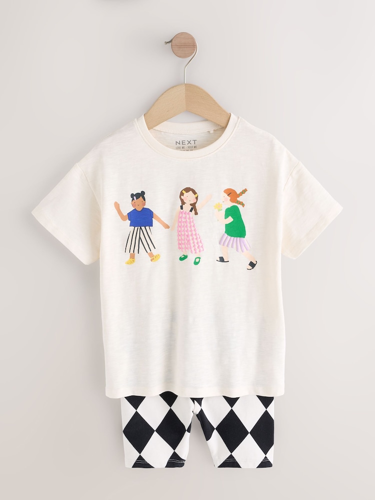 Ecru Girls Short Sleeve T-Shirt and Cycle Shorts Set (3mths-7yrs) - Image 5 of 9