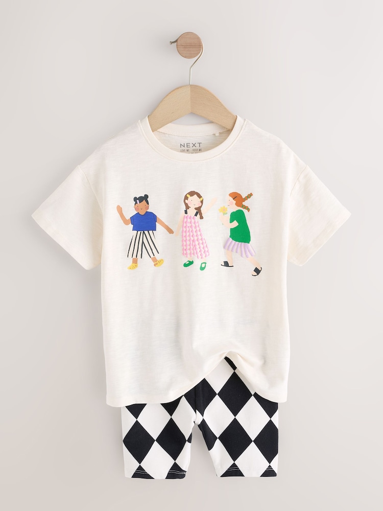Ecru Girls Short Sleeve T-Shirt and Cycle Shorts Set (3mths-7yrs) - Image 6 of 9