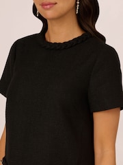 Adrianna Papell Tweed Sheath Black Dress - Image 3 of 7