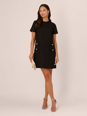 Adrianna Papell Tweed Sheath Black Dress - Image 4 of 7