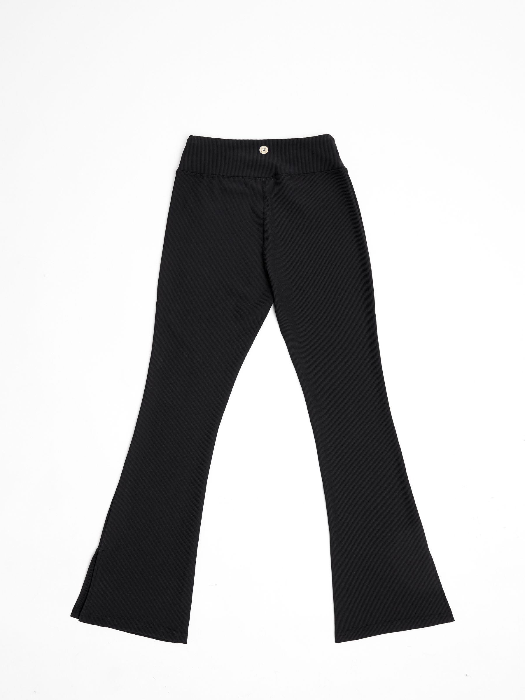 Buy Danskin High Waist Split Hem Flare Yoga Black Trousers from