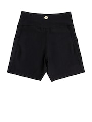 Danskin Ribbed High Waist V-Shape Waistband Black Shorts - Image 2 of 3