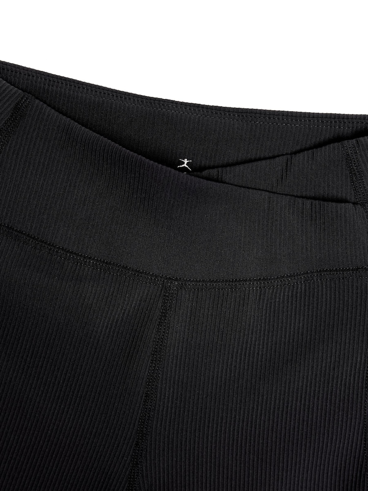Danskin Ribbed High Waist V-Shape Waistband Black Shorts - Image 3 of 3