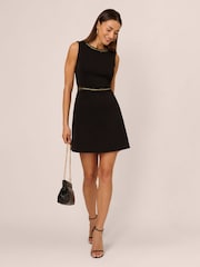 Adrianna by Adrianna Papell Scuba Knit A Line Black Dress - Image 3 of 7
