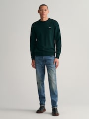 GANT Green Superfine Lambswool Crew Neck Sweater - Image 5 of 6