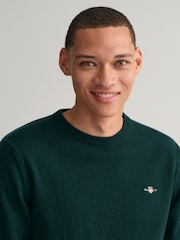 GANT Green Superfine Lambswool Crew Neck Sweater - Image 6 of 6