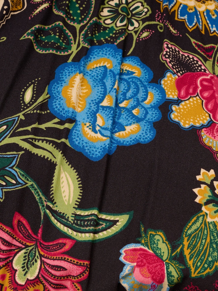 Adrianna by Adrianna Papell Smocked Printed Short Black Dress - Image 7 of 7