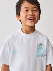 Baker by Ted Baker 100% Cotton Oversized Graphic White T-Shirt - Image 3 of 7