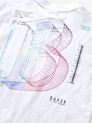 Baker by Ted Baker 100% Cotton Oversized Graphic White T-Shirt - Image 6 of 7