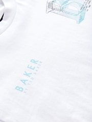 Baker by Ted Baker 100% Cotton Oversized Graphic White T-Shirt - Image 7 of 7
