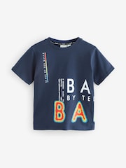 Baker by Ted Baker Blue Graphic 100% Cotton T-Shirt - Image 1 of 4