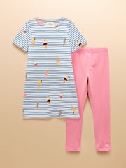 Joules Harbour Blue Dress and Legging Set - Image 1 of 6