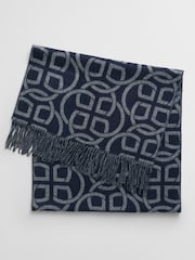 GANT Blue Pattern Wool Scarf - Image 2 of 3