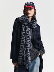 GANT Blue Pattern Wool Scarf - Image 3 of 3