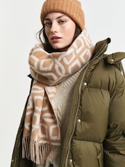 GANT Cream Pattern Wool Scarf - Image 1 of 3