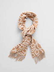GANT Cream Pattern Wool Scarf - Image 2 of 3