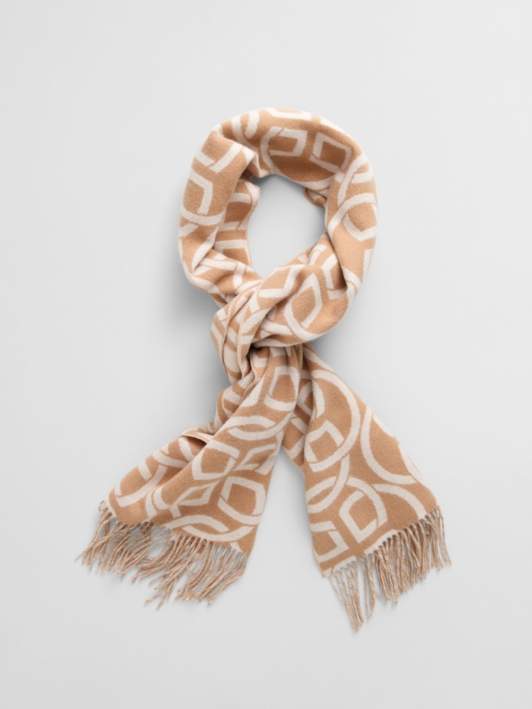 GANT Cream Pattern Wool Scarf - Image 2 of 3