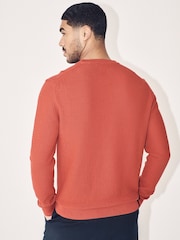 GANT Red Textured Cotton Crew Neck Sweater - Image 3 of 6