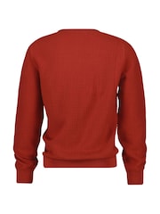 GANT Red Textured Cotton Crew Neck Sweater - Image 6 of 6