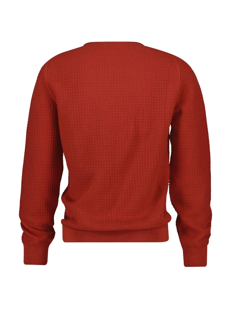 GANT Red Textured Cotton Crew Neck Sweater - Image 6 of 6 GANT Red Textured Cotton Crew Neck Sweater - Image 6 of 6